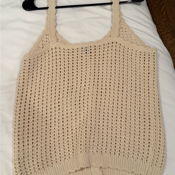 Elie Tahari Cream Crochet Button Tank Top - Picture 2 of 3